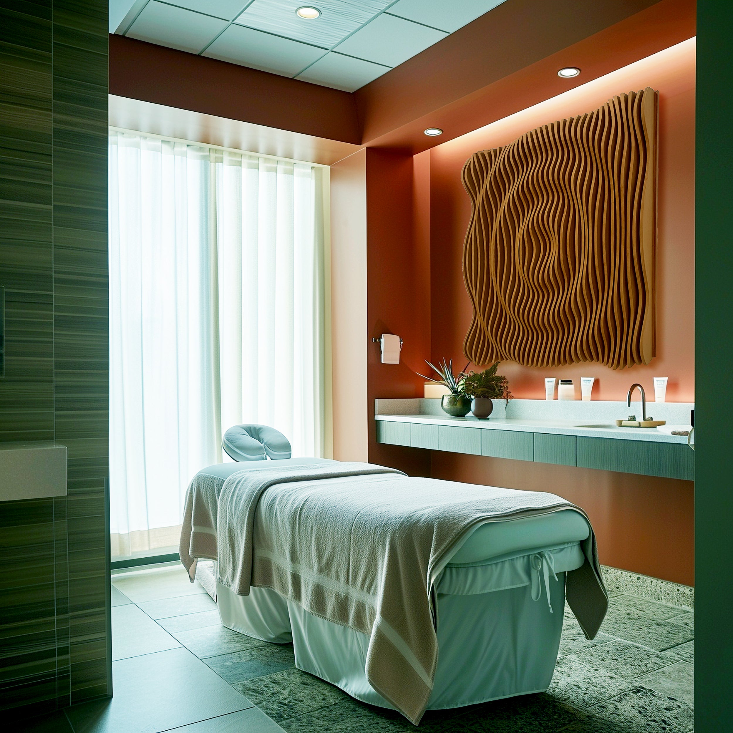 Echoes of Tranquility: Parametric Wood Wall Art  Wall Paneling.